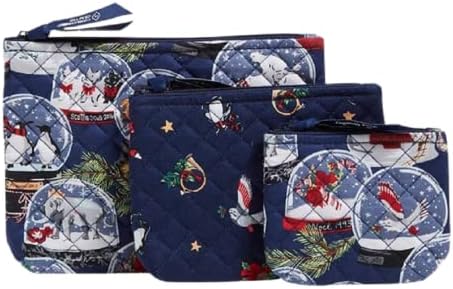Дамски Памучни козметични чанти Vera Bradley за грим Трио, Снежни топки - Рециклирани