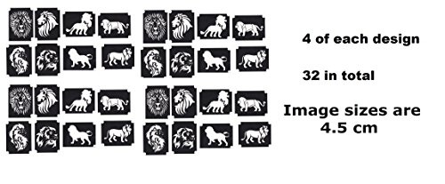 Колекция лъвове (32 шаблон за блестящи татуировки Лвов)