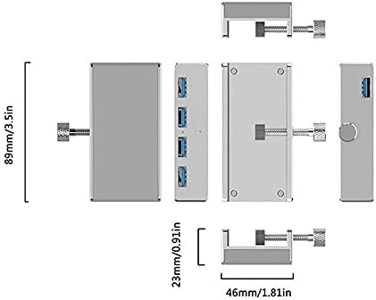 TWDYC Алуминиев, 4-Портов Многофункционално USB 3.0 Clip-Type C USB ХЪБ за настолни лаптопи Клип Range