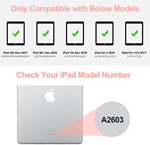 Калъф за iPad 9-то поколение с клавиатура, Съвместима с iPad 9-ти / 8-ви / 7-то поколение, Свалящ се Bluetooth клавиатура