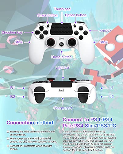 Подмяна на FXH контролера на PS4, Безжичен контролер за PS4/PS4 Pro/PS4 Slim 1000 mah 6-ос Сензор Жироскоп Джойстик