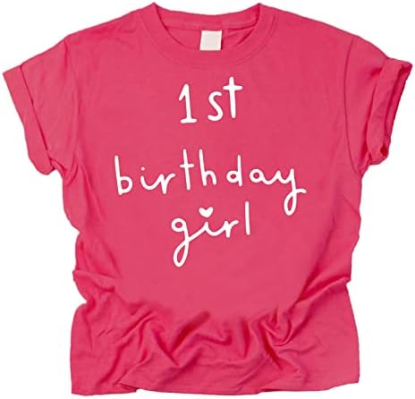 Тениска за момичета на 1-ия Рожден Ден от Сърце, Риза за Момичета на Рожден Ден в Ретро стил за Малки Момичета,