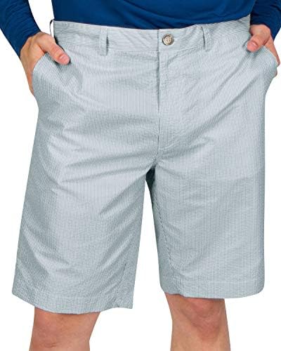 Мъжки къси панталони за голф Three Sixty Six крепон на ивици Golf Short - бързо съхнещи Ежедневни панталони за разходка