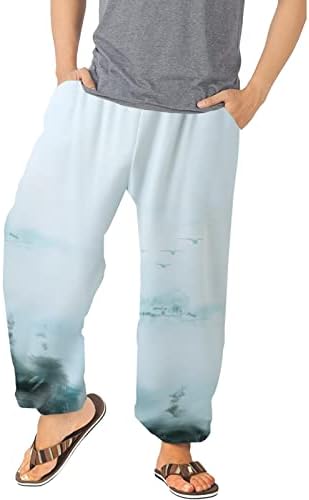 Мъжки панталони с джобове, Летни Свободно, Намаляване, в стил Бохо, Провиснал Всекидневни Спортни Панталони с Еластичен