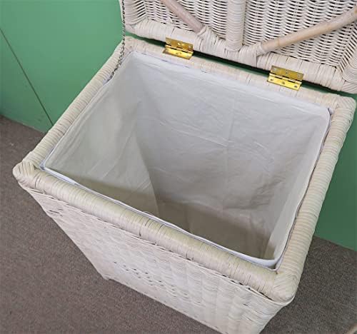 Голяма Ракита кошница с Подвижна Тъкан на лигавицата, Изцяло от естествен ратан, цвят Бял