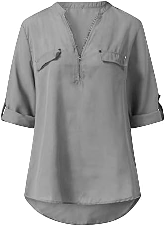 Блуза, Тениска за Момичета С Къс ръкав До половината Vneck Шифоновый Одноцветный Топ Свободно Намаляване на мълния,